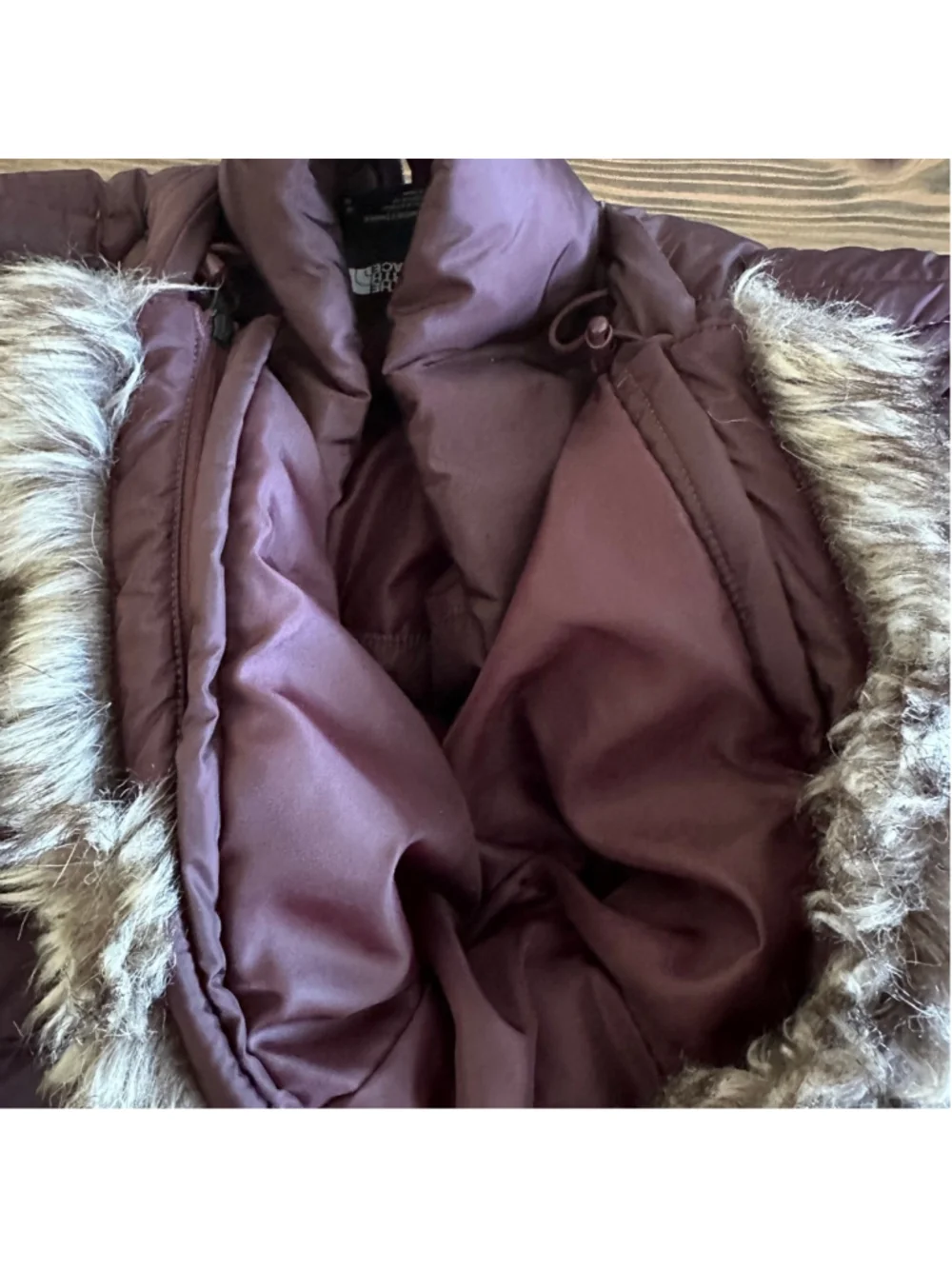 The North Face Purple Puffer Jacket M Faux Fur Hood Down Winter Coat - Picture 10 of 16
